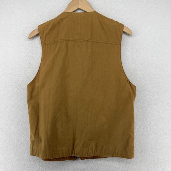 ORVIS Vest Mens S Leather Cargo Hunting Safari Utility Shooting Lined Brown - Picture 2 of 14